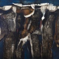 Conditio humana, 1962, Öl auf Sperrholzplatte, Museum Eccel Kreuzer 