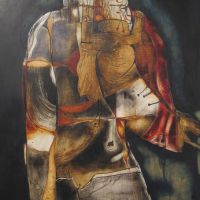 Mutter mit Kind, 1963, Mischtechnik auf Holz, Privatbesitz