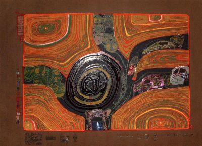 Friedensreich Hundertwasser, aus der Serie 'Regentag Kreisverkehr'