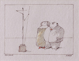14.Paul Flora, Museum, ink drawing