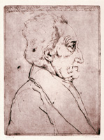 15.Markus Vallazza, Goethe from the folder „Mein Parnass“, 1984, etching